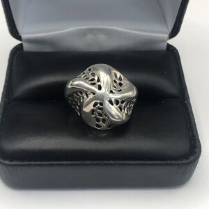925 Sterling Silver Starfish Filigree Dome Ring  7.5